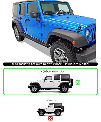 Estribos negros APS Premium 4in para Jeep Wrangler JK 07-18 miniatura 2