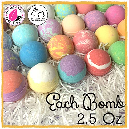 Party Favors For Women- Bath Bombs Gift Set. 24 Individually Wrapped Bath Bombs Fizzers In Drawstring Bags. Dry Skin Moisturize Bathbombs. Bulk Gifts For Women Party Favors & Wedding Favors! #TOP4