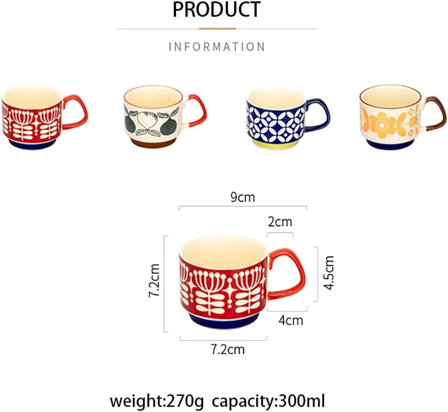 300ml Flower Coffee Mug Microwave Safe Ceramic Milk Juice Handgrip Office Water Cup Kitchen Party