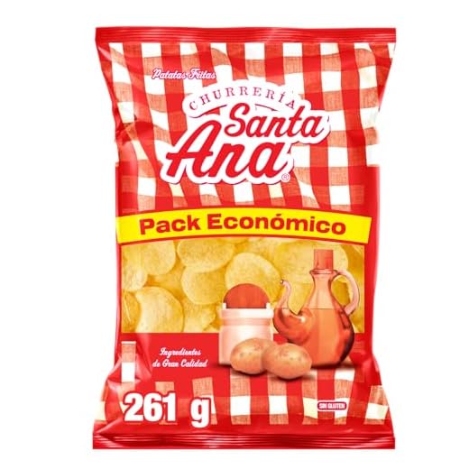 Santa Ana, Patatas fritas con sal estilo churrería, Producto de Aperitivo, Snack en bolsa familiar de 261gr