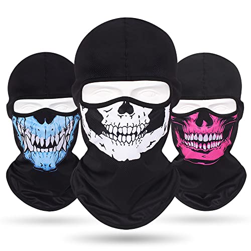 Kingree Balaclava Ski Mask, Motorcycle Helmets Liner Ski Gear Neck Gaiter, Animal Print Series Quick-Dry Mask (19 Skull-Mask) #TOP6