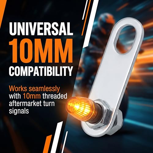 Image of ANKIA 2PCS Motorcycle Indicator Turn Signal Light Lamp Relocater Holder Shock Brackets for Harley Motorbike Bobber Old School Cafe Racer (Silver)