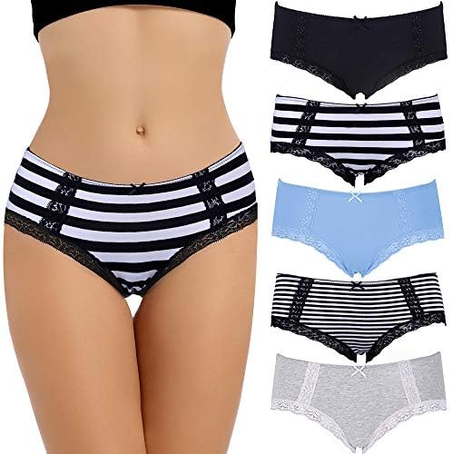 LYYTHAVON Women’s Underwear Breathable Cotton Brief Ladies Panties (Multicolored 3,5 Pack, Small)
