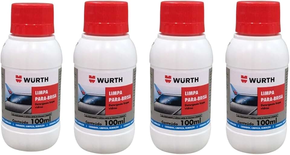 Kit 4 Limpador de Parabrisa Liquido Para Reservatorio do Carro 100ml Wurth
