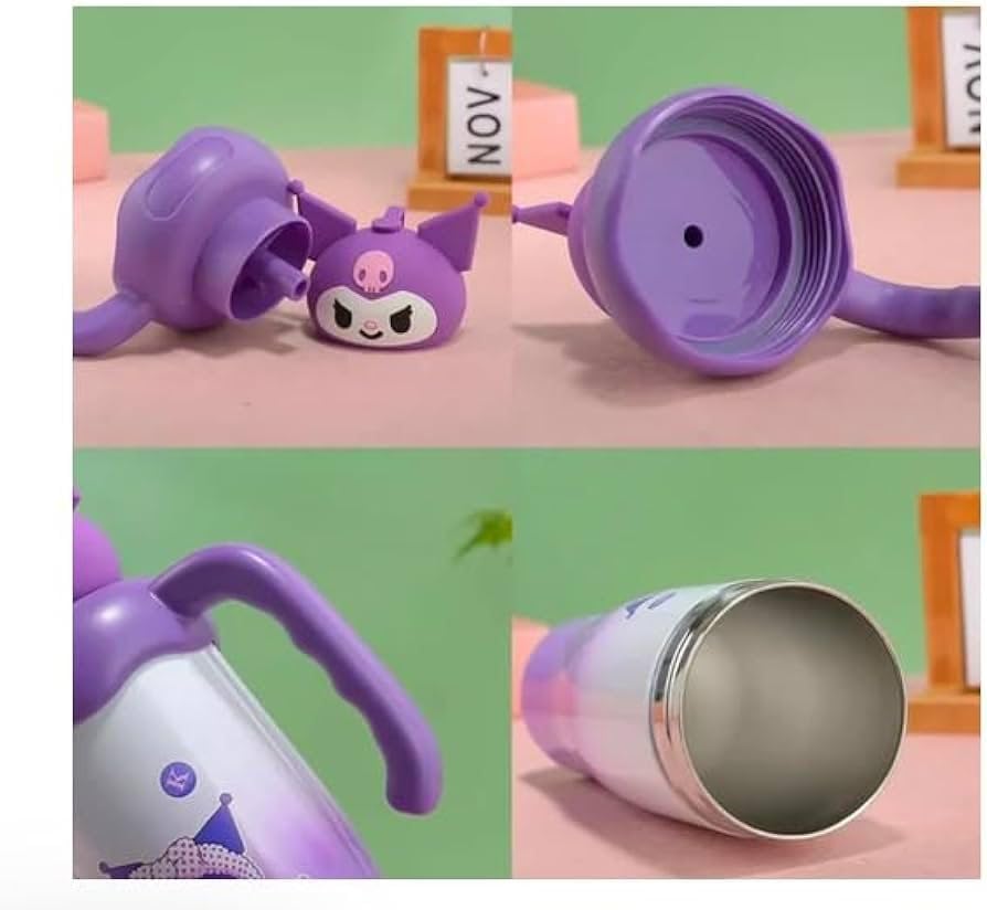 Image of Fancy Kitchen Cartoon Kids Tumbler - 850ml Stainless Steel Double-Walled Travel Mug - Leak-Proof, BPA-Free with Straw - Perfect for School & Outdoor Use. (Lavender Doll)