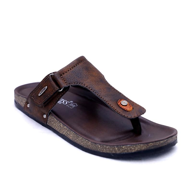 R-SWISS Mens Thong Slippers With Cushoned Padding (Brown) (B0D7HZNS82) Amazon Price History, Amazon Price Tracker