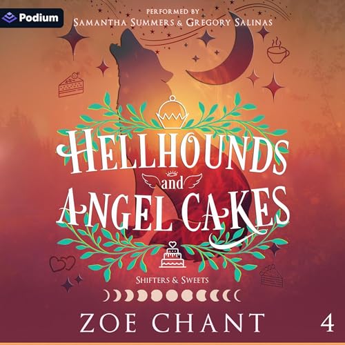 Diseño de la portada del título Hellhounds and Angel Cakes