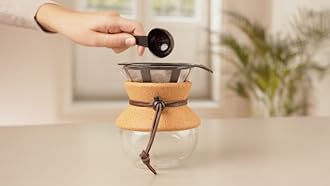 Bodum 17oz Pour Over Coffee Maker, High-Heat Borosilicate Glass with Reusable Stainless Steel Filter and Cork Grip - Made in Portugal