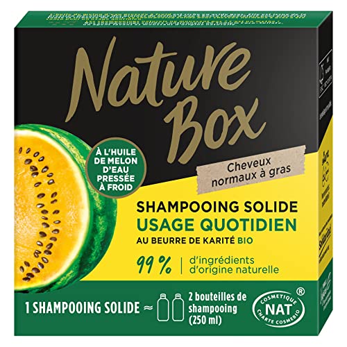Nature Box Solides Shampoo für normales bis fettiges Haar – veganes Shampoo mit kaltgepresstem Wassermelonenöl – 99% natürliche Inhaltsstoffe – 85 g