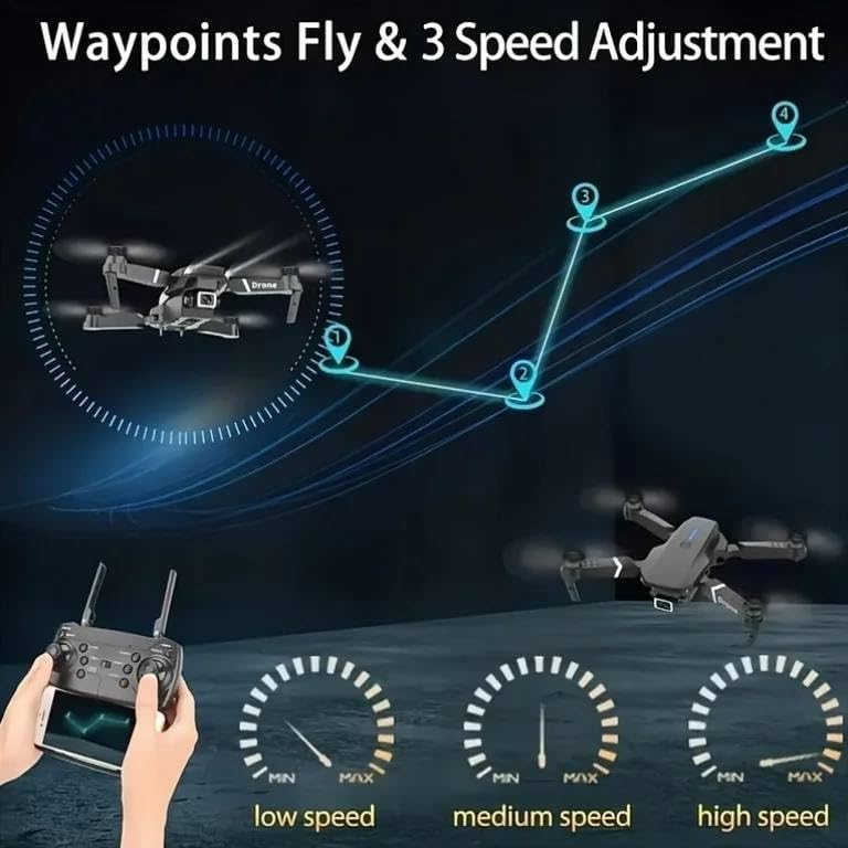 Image of dRoNe wItH hD DuAl cAmErA BrUsHlEsS MoToR, oNe cLiCk tAkEoFf /lAnDiNg FlIp rOlLiNg gEsTuRe cOnTrOl wI-Fi cAmErA ReMoTe cOnTrOl -X DrOnE (E88)