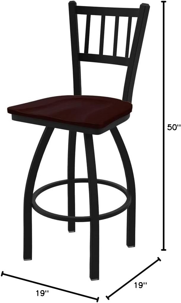 HBS 810 Contessa 36" Swivel Bar Stool with Black Wrinkle Finish and Dark Cherry Oak Seat