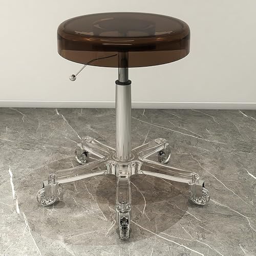 Taburete acrílico con ruedas de salón con altura ajustable y ruedas de 360 grados para uso profesional