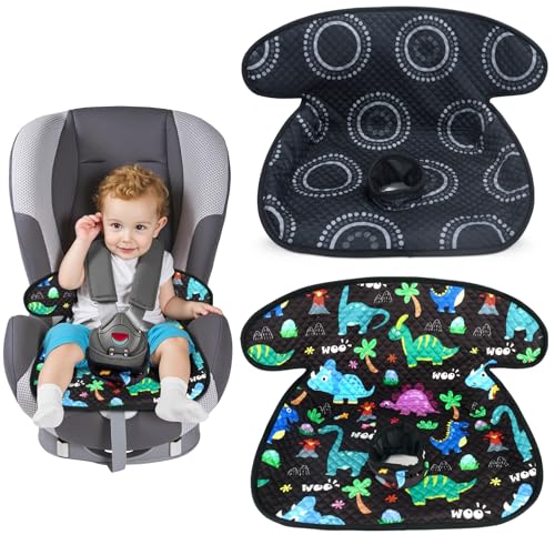 Image of LITTOBEBE Car Seat Protector for Potty Training, 2 Pack Waterproof Piddle Pad Cover with Anti-Slip Backing, Portable Car Seat Liner for Toddler Baby Safety Carseats & Strollers (Black Dinosaur)