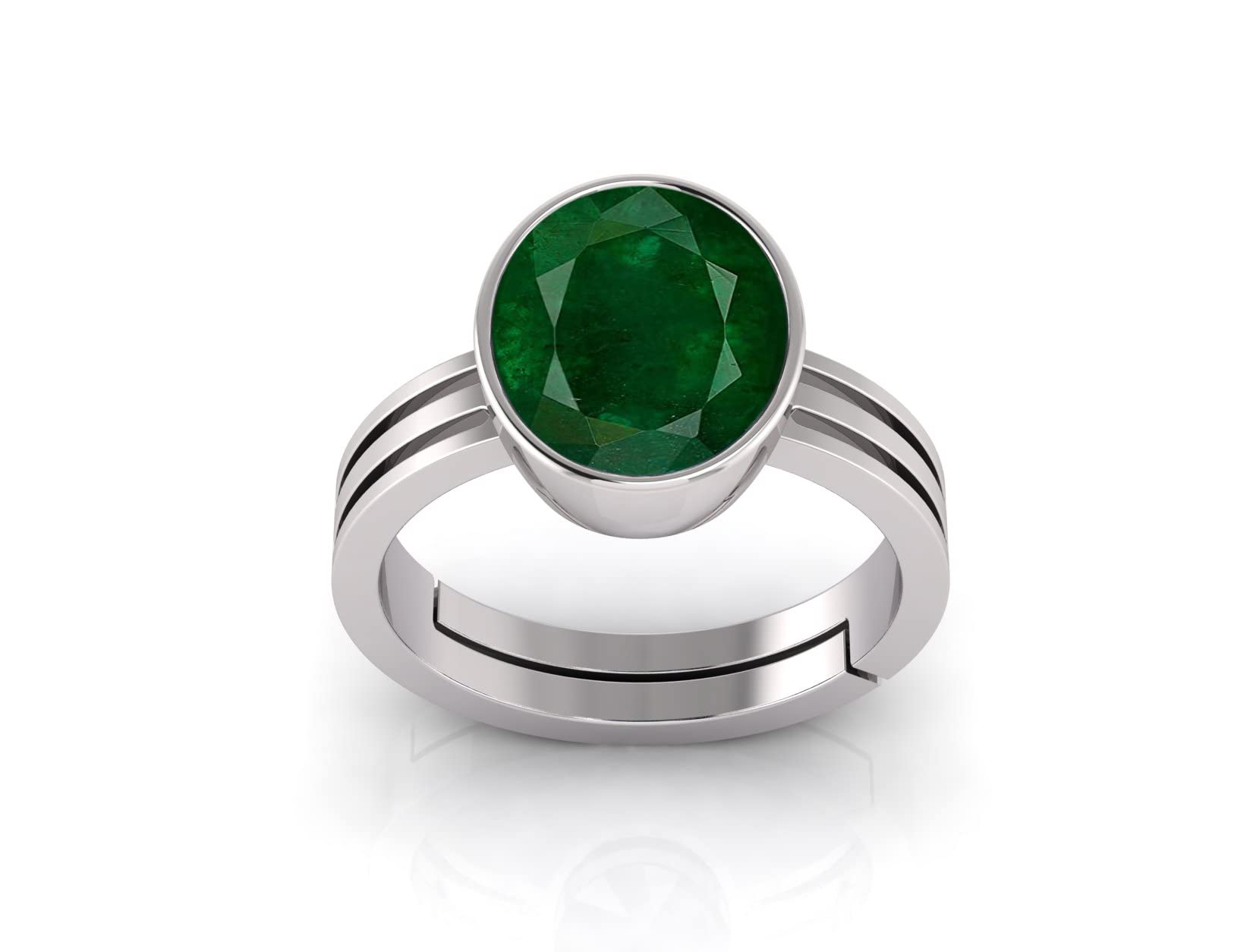 Pranjal Gems Certified By Ggtl Precious Gemstone 7.25 Ratti White Metal Natural Panna/Emerald Adjustable Ring For Unisex - Adjustable (B07RNZ63YN) Amazon Price History, Amazon Price Tracker