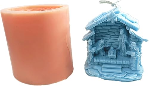 Juego de moldes de silicona para velas de belén 3D, moldes de manualidades de Navidad, regalos para familiares, amigos