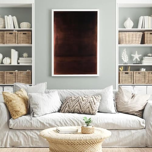 Peinture abstraite brun fonce impression minimaliste moderne grand format