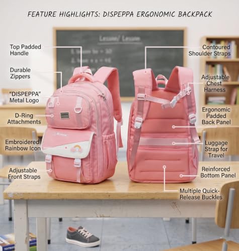 Image of ADSON kawaii Girls Travel School Bag|Backpack Of Large Capacity Aesthetic Stylish Girls Korean Laptop Bag Rucksack for School |College Bags Cute Bookbag for Teens Water Resistance 18 Inches