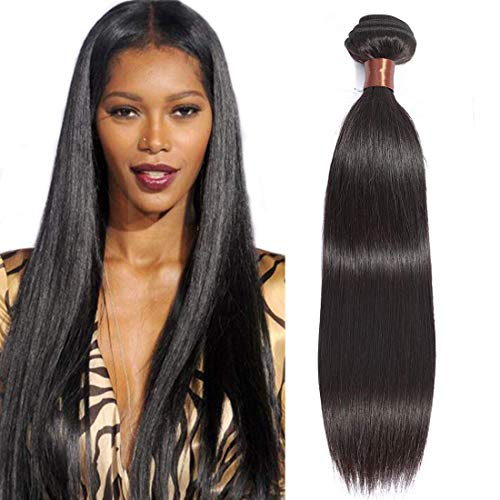 ANGIE QUEEN Peruvian Virgin Hair Straight 28 inch One Bundle 100% Unprocessed Virgin Human Hair Extension Hair Weave Weft Natural Black Color 100G (One Bundle)