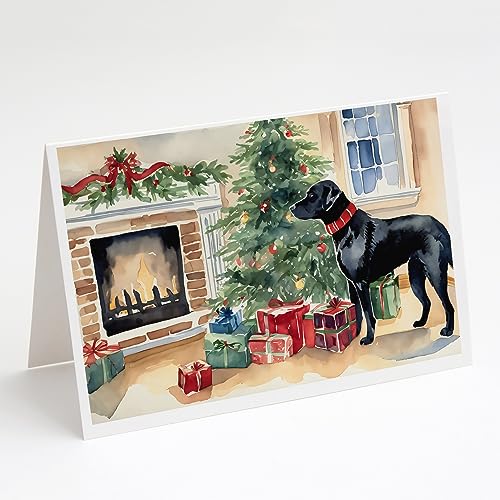 Caroline's Treasures DAC1368GCA7P Black Labrador Christmas Greeting Cards and Envelopes Pack of 8 Blank Cards with Envelopes Whimsical A7 Size 5x7 Blank Greeting Cards