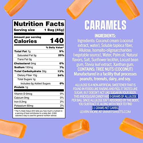 Smartsweets Caramel Candies, 1.8Oz (Pack Of 12), Creamy Candy With Low Sugar (1G), Low Calorie (140), Plant Based, Gluten Free, No Artificial Colors Or Sweeteners, Healthy Snack For Kids & Adults #TOP2