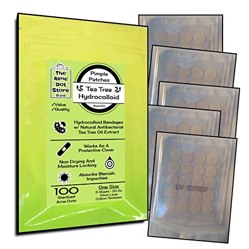 5pk [100] Acne Dot Pimple Patches [12mm LARGE] Cystic Acne Patch, FACE Spot Dots, Zit Stickers, Acne Spot Treatment, [TEA TREE] tads20