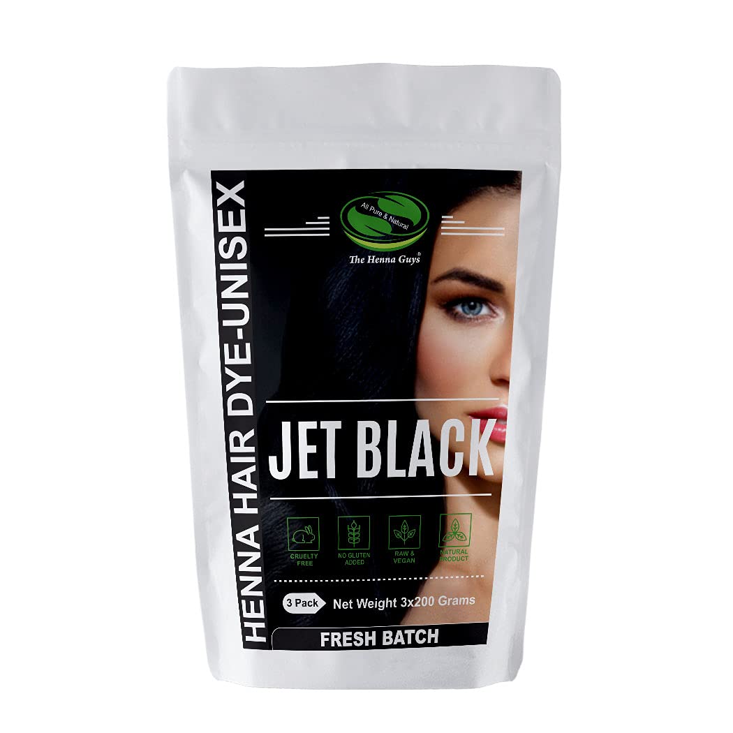 Buy JET BLACK Henna Hair & Beard Color/Dye - 3 Pack (2 Step Process