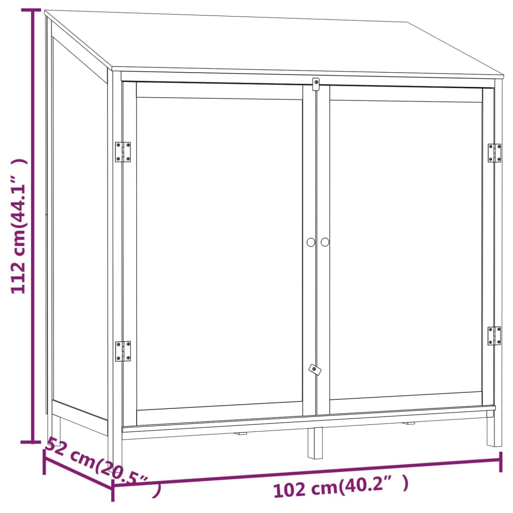 Domek na narzędzia z litego drewna w kolorze antracytowym, 102 x 52 x 112 cm, do ogrodu, na balkon i taras, magazyn odporny na warunki atmosferyczne, schowek na narzędzia, rowery, kosiarki