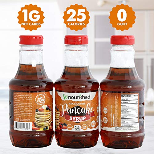 Keto Pancake Maple Syrup by So Nourished - 16 FL OZ - 1g Net Carb, Sugar Free Syrup, Made in USA, Low Calorie, Low Carb, Gluten-Free, Vegan - Thumbnail 2