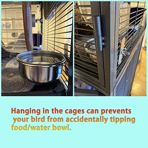 image for kathson Parrot Feeding Dish Cups,Stainless Steel Bird Food Water Bowl 