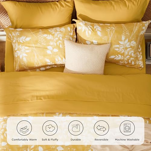 Image of Bedsure Floral Yellow Comforter Set, King Bedding Sets, 7 Piece