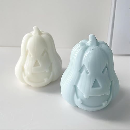 Miniatura 4 de 2 moldes de silicona para velas de Halloween, bricolaje 3D de calabaza malvada, molde de cera para hacer velas de yeso, adorno de resina, jabón,