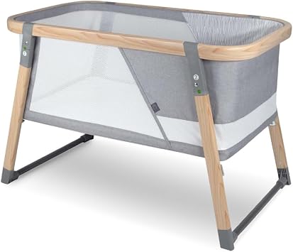 Boppy Portable Baby Bassinet - Lightweight, Low, Fold-Flat Travel Bassinet with Mesh Sides, Anti-Tilt, 2 Custom Fitted Mattress Covers & No Assembly - Gray Pickup Sticks