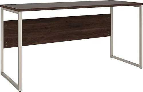 Bush Business Furniture Mesa híbrida con patas de metal, 60 W x 24 D, nogal negro