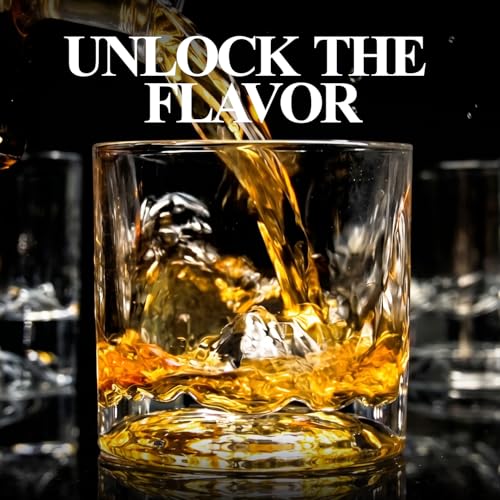 Image of LIITON Mount Blanc Whiskey Glasses, Set of 2, 10oz, Bourbon Glass | Thick Freezable Crystal Rock Glasses, Old fashioned Whiskey Gifts for Men, Cocktails, Scotch Glasses