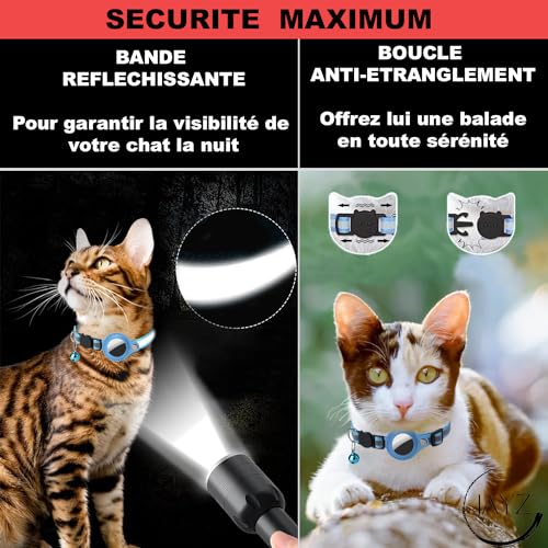 JAYZ® Katzenhalsband-Set mit Smart-Finder-Tracker, kompatibel mit iOS/Android, verstellbares Halsband (schwarz)