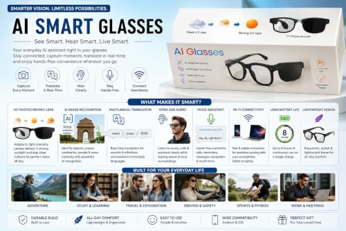 GUPTAVISION AI Smart Glasses with 8MP HD Camera, AI Assistant, WiFi, - Image 6