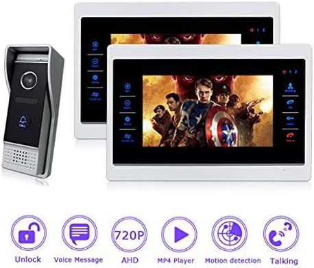 Jeatone 2 Units Apartment Intercom Wired 7"AHD Monitor Video Intercom Doorbell Door Phone Audio Visual Intercom Entry Access System 2V1