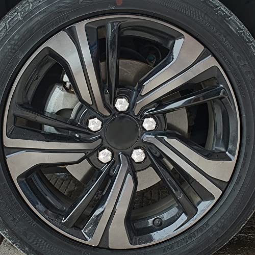 Image of Blueshyhall 21mm Bling Crystal Wheel Lug Nut Cover Bolt Caps Anti-Rust Car Tire Nut Cover with Removal Tool (Pack of 20) - White AB