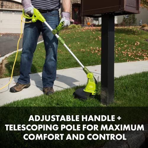 Sun Joe Trj13Ste Electric Grass Trimmer + Edger, 13-Inch, 4-Amp, Telescoping Pole #TOP2