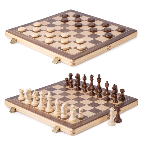 A&A Chess Jeu d'échecs classique en bois avec pièces plombées et feutrées