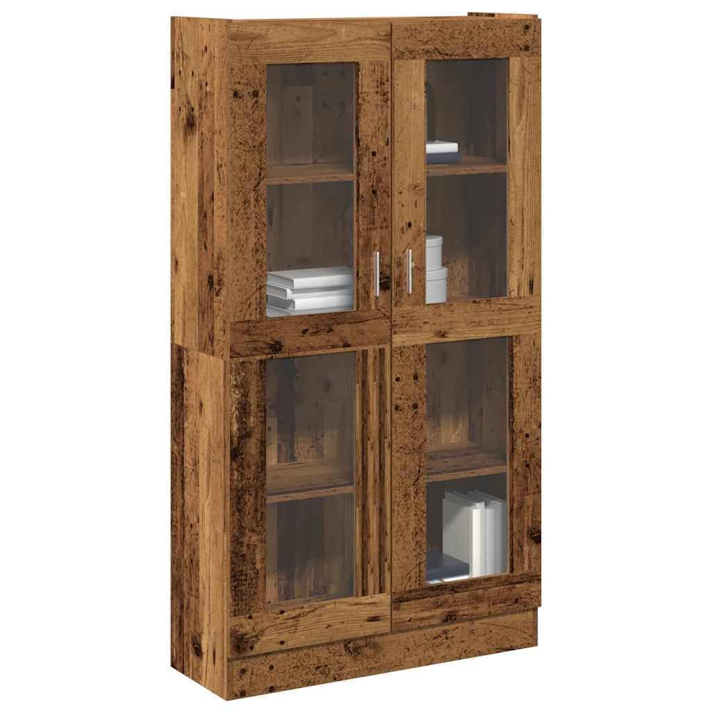 Vitrina de Cristal,Vitrina Salón,Mueble de Salón,Aparador Comedor,Aparador Cocina,Estantería Oficina,con Estantes PuertasAparador Madera ingeniería Madera Envejecida 82,5x30,5x150 cm