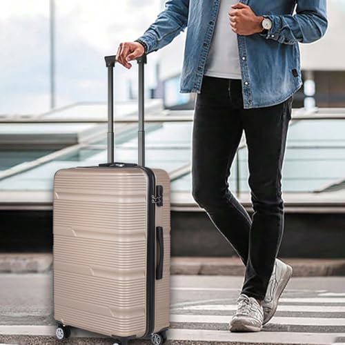 Image of Impulse Sydney Set of 3 Small, Medium & Large Size (Cabin & Check-inTrolley) Hard Sided PP 4 Wheel Spinner, Unbreakable Trolley Bag with Combi Lock, Trolley Bags for Travel, Suitcase (Beige)