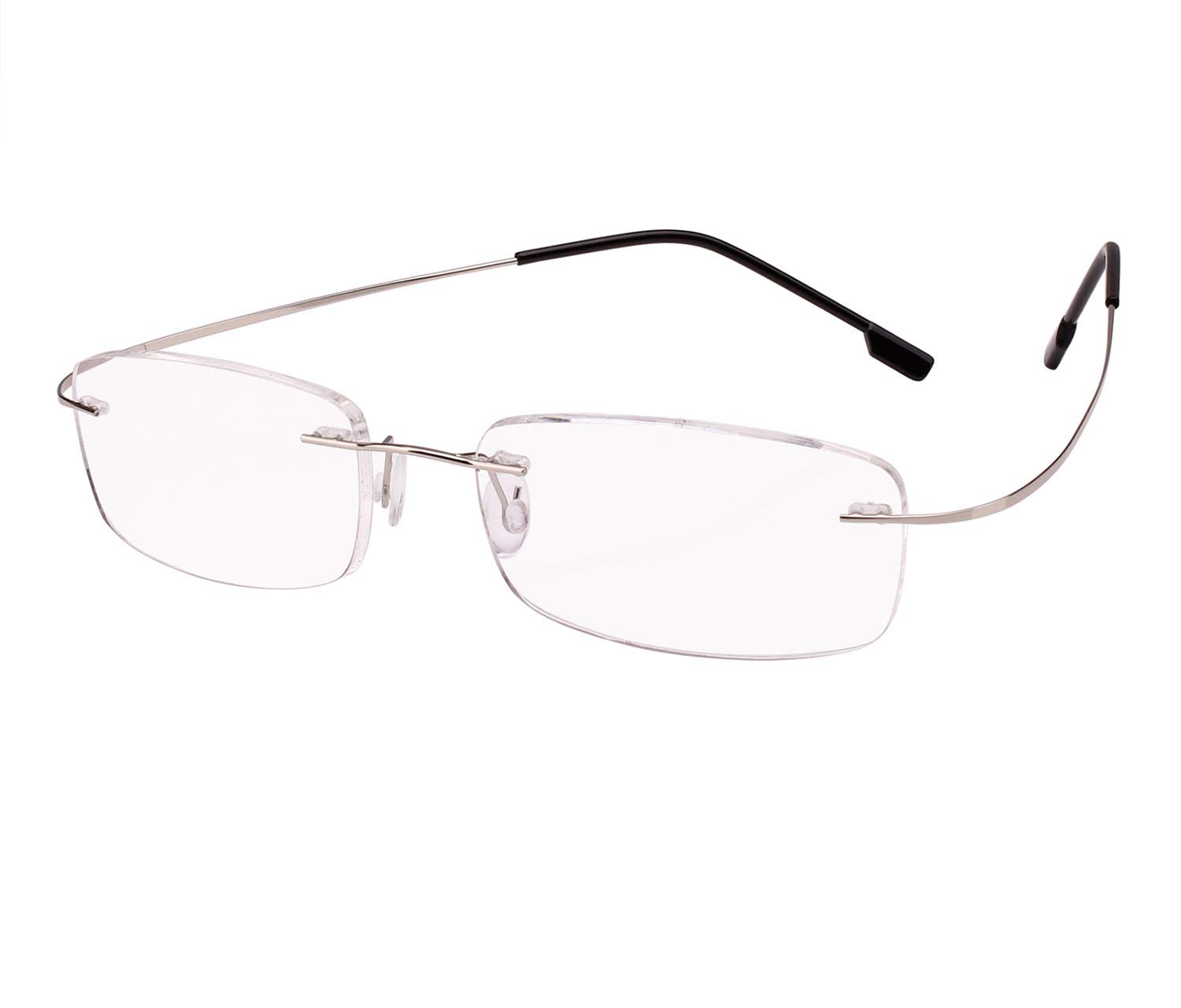 Agstum Silver Memory Titanium Rimless Flexible Hingeless Reading Glasses (, +2.00)