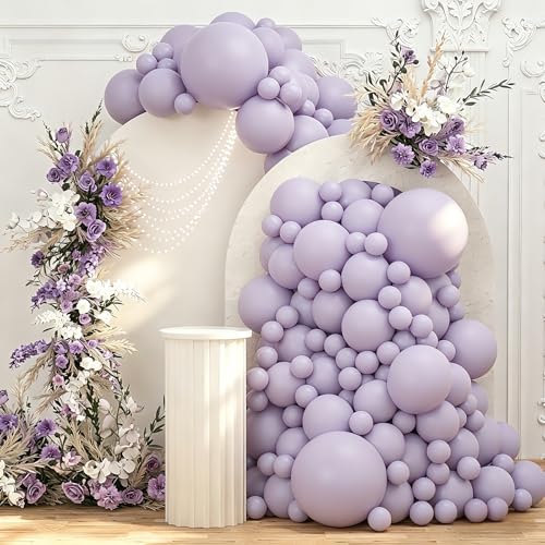 Image of 108Pcs Double Stuffed Lavender Balloon Garland Arch Kit
