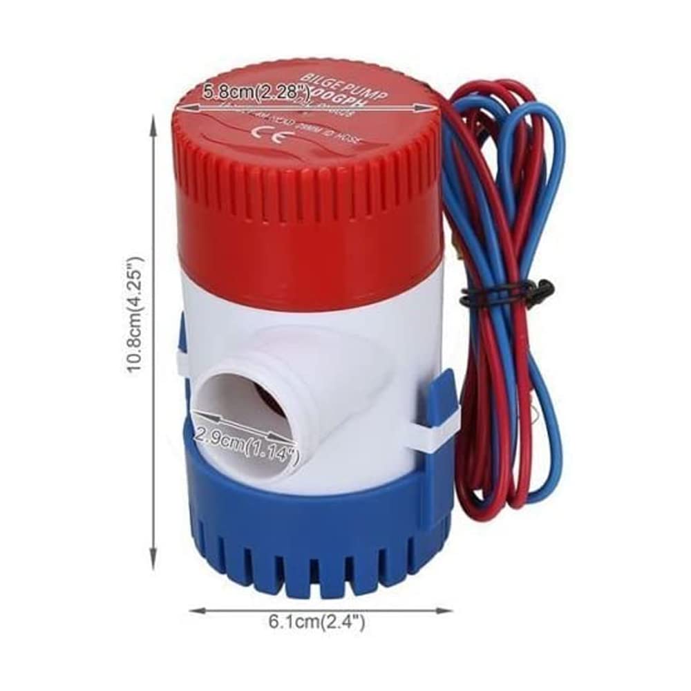 Pompa zanurzeniowa 12 V 1100 GPH 29 mm elektryczna do pompowania wody słodkiej lub morskiej do przyczep kempingowych, na kemping, do łodzi rybackich, małych basenów i fontann