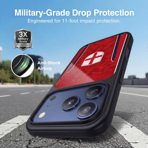 Coque silicone iPhone 17 Pro Angleterre antichoc drapeau foot St George