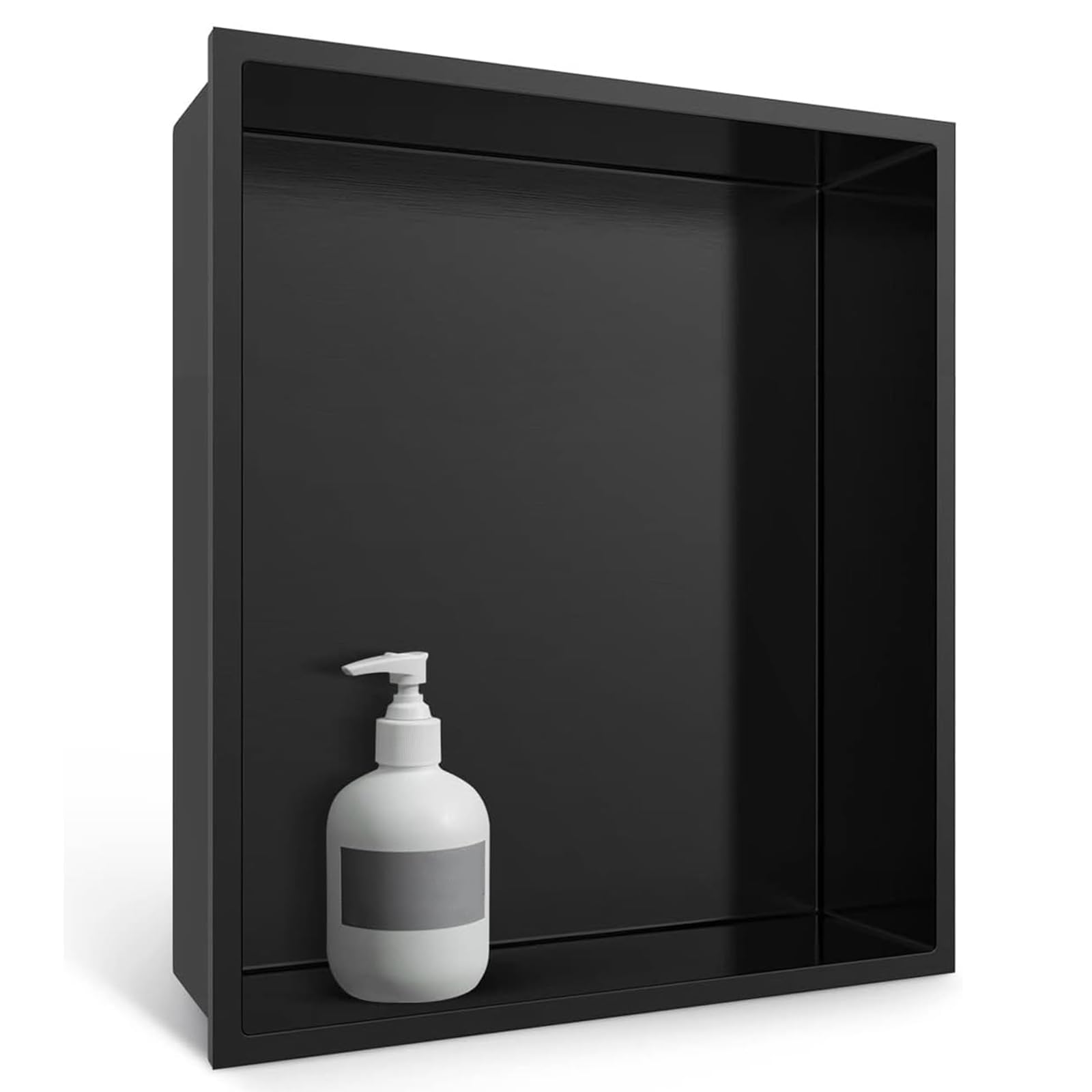 shower niche 12" x 14" for shower wall|stainless steel shower niche matte black|no tile needed wall niche for bathroom storage