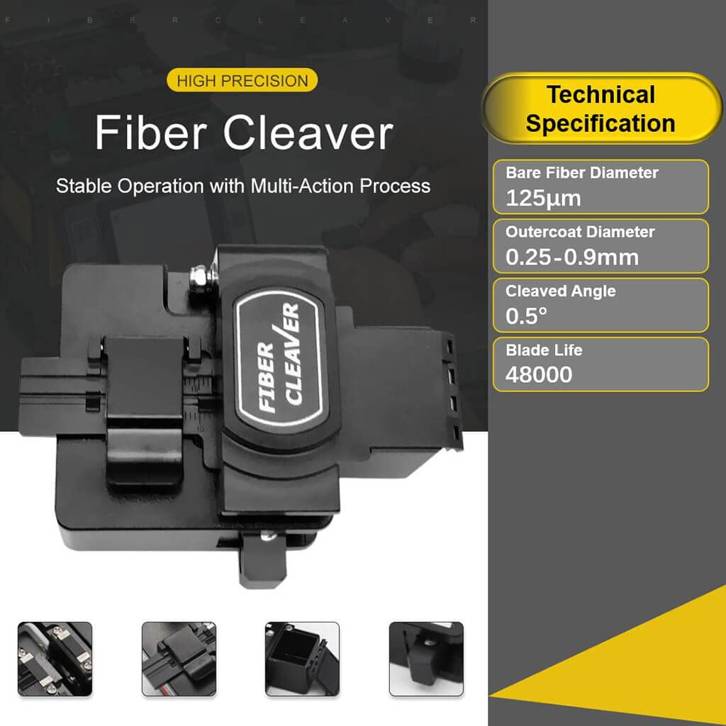 TM27 Fiber Cleaver Cortadora de Fibra Óptica, Alta Precisión con 16 Puntos de Corte de Fibra con Soporte de Fibra 3 en 1 para Fibra de 0.25mm 0.9mm 3.0mm