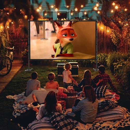 undefined Outdoor Projector Screen with Stand - 120 inch Portable Projector Screens Indoor Outdoor Projector Screen 16:9 4K HD Outdoor Movie Screen with Carry Bag,Enioy Home Theater Projection Screen. の商品画像 1
