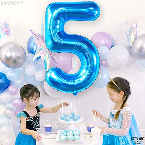 Image of KatchOn Giant Blue Number 5 Balloon - 40 Inch | 5 Birthday Decorations
